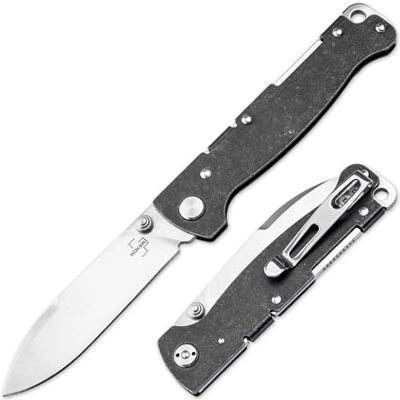 BÖKER PLUS Atlas Droppoint TS Vollmetall Einhandmesser mit Daumenpin flach Taschenmesser mit extra scharfer 7,3 cm Droppoint Klinge robustes Klappmesser mit Edelstahl-Griff Black Stonewash BÖKER PLUS Atlas Droppoint TS Vollmetall Einhandmesser mit Daumenpin flach Taschenmesser mit extra scharfer 7,3 cm Droppoint Klinge robustes Klappmesser mit Edelstahl-Griff Black Stonewash