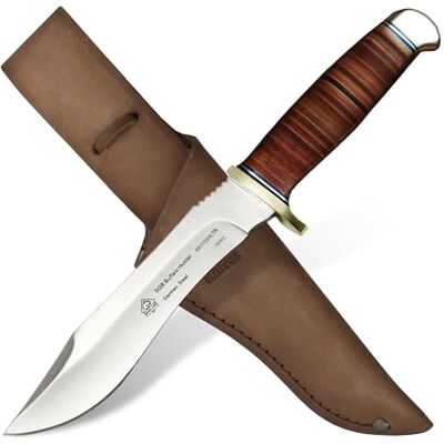 Puma – Buffalo Hunter Griffschalen aus echtem Leder Full-Tang Jagdmesser 144mm Clip-Point Klinge aus deutschem Stahl (1.4116, 55-57 HRC) Inklusive Lederscheide (Art.Nr.: 6817200LTR) Puma – Buffalo Hunter Griffschalen aus echtem Leder Full-Tang Jagdmesser 144mm Clip-Point Klinge aus deutschem Stahl (1.4116, 55-57 HRC) Inklusive Lederscheide (Art.Nr.: 6817200LTR)