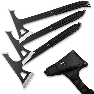 BÖKER PLUS® Mohican Wurfaxt 3 er Set schwarz Doppelaxt aus 3Cr13 Stahl Bushcraft-, Camping-, Outdoor- & Survival-Beil Hatchet Axe Kit für Wurf-Training Full-Tang Axt mit Paracord-Griff BÖKER PLUS® Mohican Wurfaxt 3 er Set schwarz Doppelaxt aus 3Cr13 Stahl Bushcraft-, Camping-, Outdoor- & Survival-Beil Hatchet Axe Kit für Wurf-Training Full-Tang Axt mit Paracord-Griff