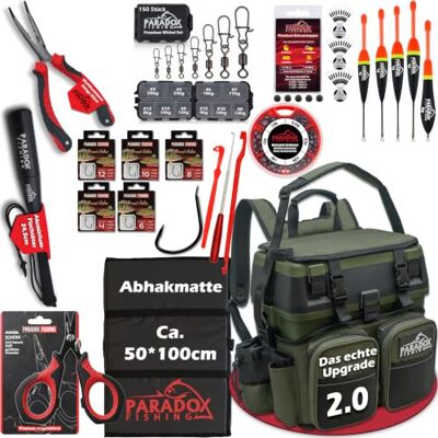 Paradox Fishing 3-in-1 Multifunktions-Sitzkiepe I Angelrucksack I Angeltasche Angelkoffer mit Sitz Angelkoffer- viel Platz für Angelzubehör (XXL Set schwarz/grün) Paradox Fishing 3-in-1 Multifunktions-Sitzkiepe I Angelrucksack I Angeltasche Angelkoffer mit Sitz Angelkoffer- viel Platz für Angelzubehör (XXL Set schwarz/grün)