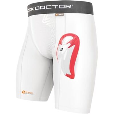 Shock Doctor ShockDoctor Herren Tiefschutz Kompressions Short mit Cup Tasche ohne Cup, White, XL, 220-WH Shock Doctor ShockDoctor Herren Tiefschutz Kompressions Short mit Cup Tasche ohne Cup, White, XL, 220-WH