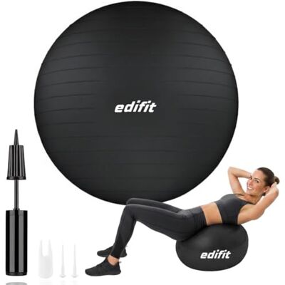 EDIFIT , Gymnastikball, 55, 65 und 75, Pezziball, Einschließlich Inflator, Pilates Ball, Sitzball, Pilates, Yoga Ball, Gymnastik (65cm, Schwarz) EDIFIT , Gymnastikball, 55, 65 und 75, Pezziball, Einschließlich Inflator, Pilates Ball, Sitzball, Pilates, Yoga Ball, Gymnastik (65cm, Schwarz)