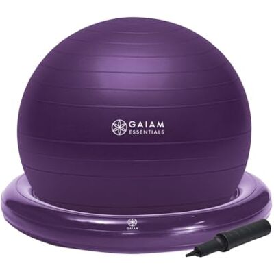 Gaiam Essentials Balance Ball & Base Kit, 65 cm Yoga Ball Stuhl, Gymnastikball mit aufblasbarem Ringfuß für Zuhause oder Büro-Schreibtisch, inklusive Luftpumpe Gaiam Essentials Balance Ball & Base Kit, 65 cm Yoga Ball Stuhl, Gymnastikball mit aufblasbarem Ringfuß für Zuhause oder Büro-Schreibtisch, inklusive Luftpumpe