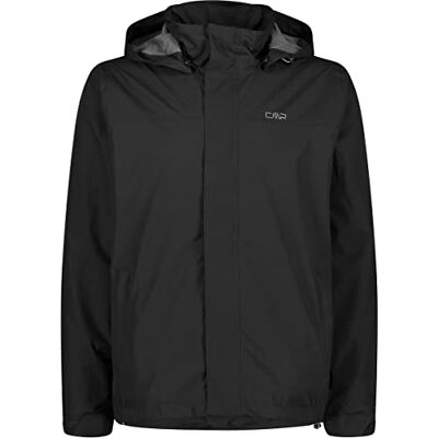 CMP Herrenjacke mit Kapuze und Druckknöpfen, Schwarz, 48 CMP Herrenjacke mit Kapuze und Druckknöpfen, Schwarz, 48