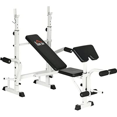 HOMCOM Hantelbank Multifunktional Verstellbare Spoertbank Weiß+Schwarz Beinpresse, Hantelablage, Armauflage, Brustpresse, Trainingsbank für Gewichtstraining, Stahl HOMCOM Hantelbank Multifunktional Verstellbare Spoertbank Weiß+Schwarz Beinpresse, Hantelablage, Armauflage, Brustpresse, Trainingsbank für Gewichtstraining, Stahl