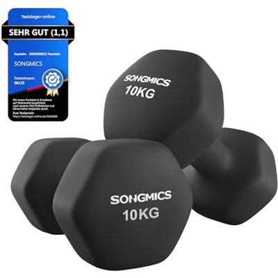 SONGMICS Hanteln, 2er Set, 2 x 10 kg, Hantelset, Kurzhanteln, Hexagon, Neopren-Beschichtung, Krafttraining, Workout, Fitnesstraining, für Zuhause, tintenschwarz SYL110B01 SONGMICS Hanteln, 2er Set, 2 x 10 kg, Hantelset, Kurzhanteln, Hexagon, Neopren-Beschichtung, Krafttraining, Workout, Fitnesstraining, für Zuhause, tintenschwarz SYL110B01