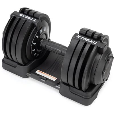 TREXO X Verstellbare Hantel 24 kg Gewichtsregulierung mit Drehknopf Gewichte Hantel aus Eisen für Krafttraining Verstellbare Kurzhantel mit Ergonomischem Rutschfestem Griff TREXO X Verstellbare Hantel 24 kg Gewichtsregulierung mit Drehknopf Gewichte Hantel aus Eisen für Krafttraining Verstellbare Kurzhantel mit Ergonomischem Rutschfestem Griff