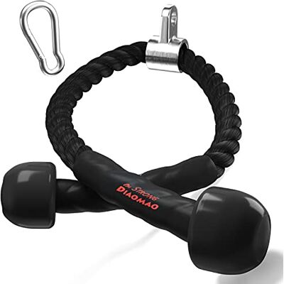 Diaomao Verbessertes Trizeps-Zugseil – Trizepsseil-Kabelbefestigung 89 cm mit Gummipolster – Edelstahl-Karabiner-Clips – ideal für Kabel-Riemenscheiben-System, Heim-Fitnessstudio (schwarz, 88,9 cm) Diaomao Verbessertes Trizeps-Zugseil – Trizepsseil-Kabelbefestigung 89 cm mit Gummipolster – Edelstahl-Karabiner-Clips – ideal für Kabel-Riemenscheiben-System, Heim-Fitnessstudio (schwarz, 88,9 cm)