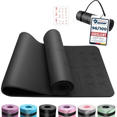 OUTDOUSE Yoga Matte, TPE 6mm Dicke Hautfreundliche Yogamatte Rutschfest Gymnastikmatte Pilates Aerobic Gymnastik Meditation Stretching mit Trageriemen Home Workout Sportmatte 183x61cm OUTDOUSE Yoga Matte, TPE 6mm Dicke Hautfreundliche Yogamatte Rutschfest Gymnastikmatte Pilates Aerobic Gymnastik Meditation Stretching mit Trageriemen Home Workout Sportmatte 183x61cm