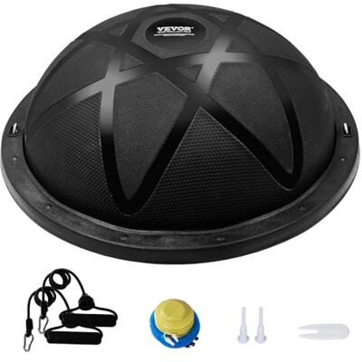 VEVOR Halb-Übungsball, 58 cm / 66 cm, 680 kg Kapazität, Yoga-Ball mit Widerstandsbändern und Fußpumpe, Fitnessball für Ganzkörpertraining VEVOR Halb-Übungsball, 58 cm / 66 cm, 680 kg Kapazität, Yoga-Ball mit Widerstandsbändern und Fußpumpe, Fitnessball für Ganzkörpertraining