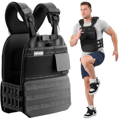 VEVOR Gewichtsweste (ohne Gewichtplatten) mit Schulterpolstern und Reflexstreifen, Trainingsweste für Krafttraining, Laufen, Joggen, Ausdauertraining, Muskeltraining, Home-Gym-Training, Unisex-Design VEVOR Gewichtsweste (ohne Gewichtplatten) mit Schulterpolstern und Reflexstreifen, Trainingsweste für Krafttraining, Laufen, Joggen, Ausdauertraining, Muskeltraining, Home-Gym-Training, Unisex-Design