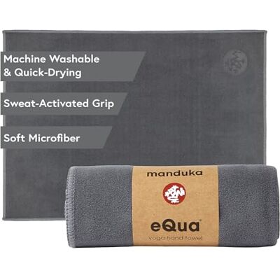 Manduka eQua Yoga-Handtuch – schnelltrocknendes Mikrofaser, leicht, Yoga-Zubehör, ideal für Reisen, 40 cm, Donnergrau Manduka eQua Yoga-Handtuch – schnelltrocknendes Mikrofaser, leicht, Yoga-Zubehör, ideal für Reisen, 40 cm, Donnergrau