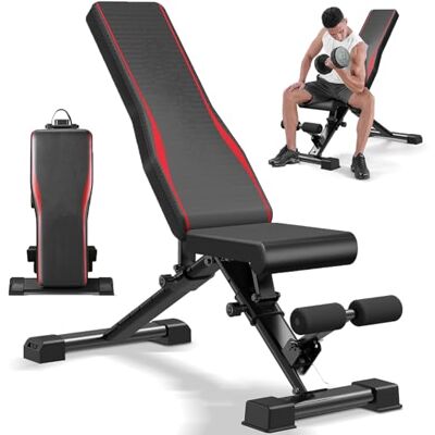 COOCHEER Hantelbank Klappbar Verstellbare, Platzsparende Klappbare Trainingsbank 900LBS Belastbarkeit für Brust Schultern Arme, Schrägbank Flachbank Fitnessbank COOCHEER Hantelbank Klappbar Verstellbare, Platzsparende Klappbare Trainingsbank 900LBS Belastbarkeit für Brust Schultern Arme, Schrägbank Flachbank Fitnessbank