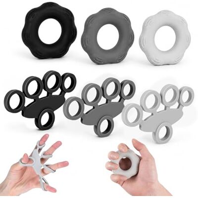 Carehabi Handtrainer, Griffkraft Trainer 6er-Set, BPA-Freie Silikon Fingertrainer Ringe (30-50 Lbs) & Streckbänder (6,6-11 Lbs), Rutschfestes Unterarm Training für Sportler, Musiker & Therapie Carehabi Handtrainer, Griffkraft Trainer 6er-Set, BPA-Freie Silikon Fingertrainer Ringe (30-50 Lbs) & Streckbänder (6,6-11 Lbs), Rutschfestes Unterarm Training für Sportler, Musiker & Therapie