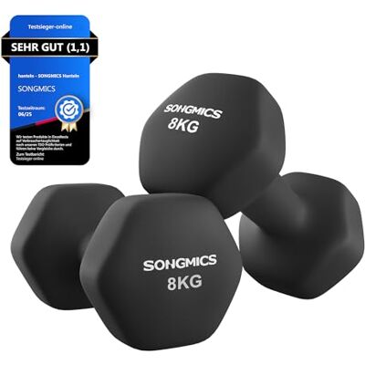 SONGMICS Hanteln, 2er Set, 2 x 8 kg, Hantelset, Kurzhanteln, Hexagon, Neopren-Beschichtung, Krafttraining, Workout, Fitnesstraining, für Zuhause, tintenschwarz SYL180B01 SONGMICS Hanteln, 2er Set, 2 x 8 kg, Hantelset, Kurzhanteln, Hexagon, Neopren-Beschichtung, Krafttraining, Workout, Fitnesstraining, für Zuhause, tintenschwarz SYL180B01