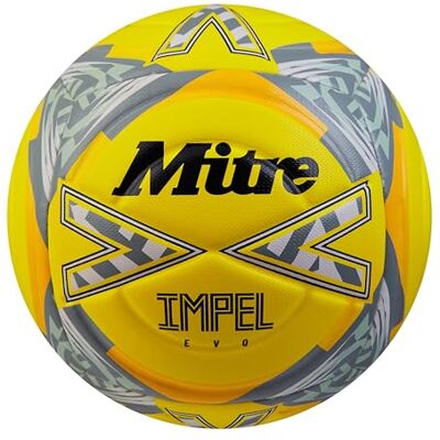 Mitre Impel Evo Fußball Strapazierfähiger Trainingsball Hyperseam-Technologie Fußball, Fluoreszierendes Gelb/Schwarz/Circular-Grau, 4 Mitre Impel Evo Fußball Strapazierfähiger Trainingsball Hyperseam-Technologie Fußball, Fluoreszierendes Gelb/Schwarz/Circular-Grau, 4