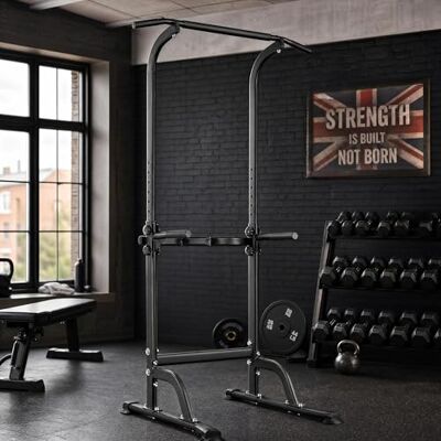 GarveeHome Power Tower Dip Station für Home Gym, Verstellbare Klimmzugstange mit Dip Bars, Heavy Duty Krafttrainingsstation für Klimmzüge, Knieheben, Liegestütze und Beinheben, 10 Höheneinstellungen, 150 kg Max GarveeHome Power Tower Dip Station für Home Gym, Verstellbare Klimmzugstange mit Dip Bars, Heavy Duty Krafttrainingsstation für Klimmzüge, Knieheben, Liegestütze und Beinheben, 10 Höheneinstellungen, 150 kg Max