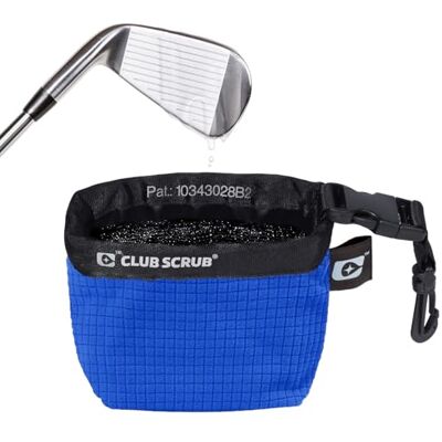 Club Scrub Reinigungsbeutel für Golfschläger/Bälle, wasserdichtes Futter, Clean-Face-Technologie, trockene Mikrofaser-Außenseite, Abnehmbarer Clip, maschinenwaschbar, reinigt Schlägerrillen, Blau Pro Club Scrub Reinigungsbeutel für Golfschläger/Bälle, wasserdichtes Futter, Clean-Face-Technologie, trockene Mikrofaser-Außenseite, Abnehmbarer Clip, maschinenwaschbar, reinigt Schlägerrillen, Blau Pro