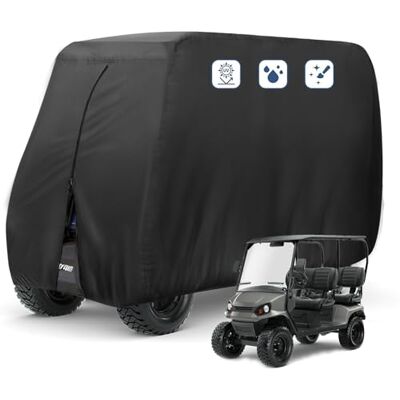 FLYMEI 4-Sitzer-Golfwagen-Abdeckung, wasserdicht, Outdoor, sonnenfest, staubdicht, 112 Zoll FLYMEI 4-Sitzer-Golfwagen-Abdeckung, wasserdicht, Outdoor, sonnenfest, staubdicht, 112 Zoll