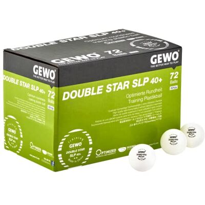 GEWO Tischtennisbälle Double Star SLP, Nahtlose Tischtennis Bälle 72 Stück Professioneller Tischtennisball für Training, 2 Sterne, aus Plastik 40+, weiß GEWO Tischtennisbälle Double Star SLP, Nahtlose Tischtennis Bälle 72 Stück Professioneller Tischtennisball für Training, 2 Sterne, aus Plastik 40+, weiß
