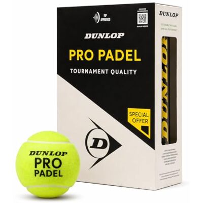 Dunlop Pro Padel Bälle 2x3PET – FIP-zertifizierte Turnierbälle für fortgeschrittene und wettkampforientierte Spieler, gelb Dunlop Pro Padel Bälle 2x3PET – FIP-zertifizierte Turnierbälle für fortgeschrittene und wettkampforientierte Spieler, gelb