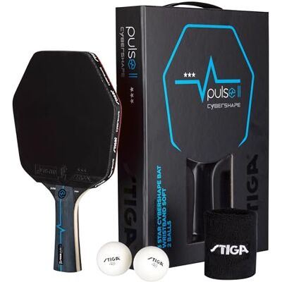 Stiga Tischtennis Set Pulse Box II 3-Star Cybershape 3 Sterne ITTF-zugelassene Tischtennisschläger + 2 Bälle + Schweißband Stiga Tischtennis Set Pulse Box II 3-Star Cybershape 3 Sterne ITTF-zugelassene Tischtennisschläger + 2 Bälle + Schweißband