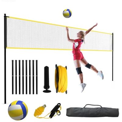 GarveeLife Volleyballnetz Set, Badminton Netz 975Cm Volleyball Trainingsgerät Mit Volleyball Pumpe Tragetasche GarveeLife Volleyballnetz Set, Badminton Netz 975Cm Volleyball Trainingsgerät Mit Volleyball Pumpe Tragetasche