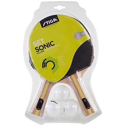 Stiga Sonic Set Tischtennisschläger und Bälle Set Tischtennisset, Rot/Schwarz Stiga Sonic Set Tischtennisschläger und Bälle Set Tischtennisset, Rot/Schwarz