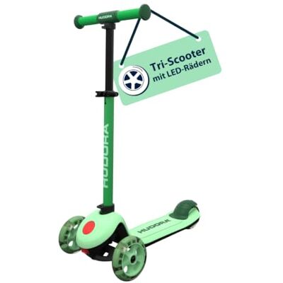 HUDORA Tri‑Scooter mit LED‑Rädern – 3‑Rad Scooter mit höhenverstellbarem Lenker – breitem Hinterrad, ABEC‑7 Kugellager, rutschfestem Deck & Hinterradbremse – Outdoor Tretroller für Kinder HUDORA Tri‑Scooter mit LED‑Rädern – 3‑Rad Scooter mit höhenverstellbarem Lenker – breitem Hinterrad, ABEC‑7 Kugellager, rutschfestem Deck & Hinterradbremse – Outdoor Tretroller für Kinder
