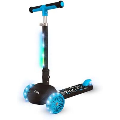 Zinc Kinder Tretroller mit 3 Rädern, T-Motion Shine – Blau, leuchtende LED-Blinkräder und Vorbau, höhenverstellbar, faltbar, rutschfeste Griffe, Jungen und Mädchen, lehnen Sie Sich zum Lenken an, Zinc Kinder Tretroller mit 3 Rädern, T-Motion Shine – Blau, leuchtende LED-Blinkräder und Vorbau, höhenverstellbar, faltbar, rutschfeste Griffe, Jungen und Mädchen, lehnen Sie Sich zum Lenken an,