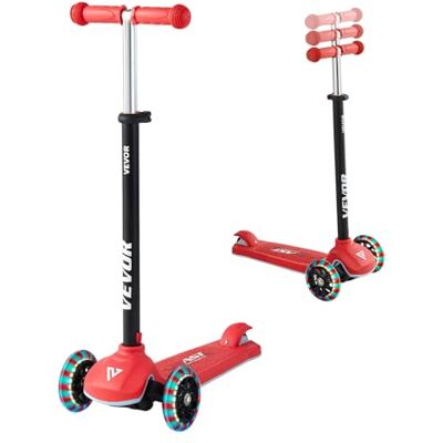 VEVOR Scooter (3 Räder) ab 3 Jahren, Cityroller Kinderroller mit leuchtenden Rädern & höhenverstellbarem Lenker & rutschfestem Deck & leichtem Aluminiumrahmen, Tretroller bis zu 75 kg, Rot VEVOR Scooter (3 Räder) ab 3 Jahren, Cityroller Kinderroller mit leuchtenden Rädern & höhenverstellbarem Lenker & rutschfestem Deck & leichtem Aluminiumrahmen, Tretroller bis zu 75 kg, Rot