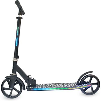 Zinc Big Wheeled Light Up Brillz Scooter – beleuchtetes Deck, beleuchteter Vorbau, 20 Verschiedene Lichtfunktionen, leicht, faltbar, verstellbare Höhe, Schutzbleche vorne und hinten, 6+, trägt bis zu Zinc Big Wheeled Light Up Brillz Scooter – beleuchtetes Deck, beleuchteter Vorbau, 20 Verschiedene Lichtfunktionen, leicht, faltbar, verstellbare Höhe, Schutzbleche vorne und hinten, 6+, trägt bis zu