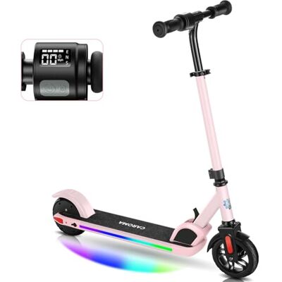 Caroma E Scooter für Kinder Alter 6-14, 150W Motor, 16 km/h, 80 mins Fahrzeit, einstellbare Geschwindigkeit und Höhe, Bunte Lichter, LED-Anzeige, Faltbarer Kinder Elektroroller Caroma E Scooter für Kinder Alter 6-14, 150W Motor, 16 km/h, 80 mins Fahrzeit, einstellbare Geschwindigkeit und Höhe, Bunte Lichter, LED-Anzeige, Faltbarer Kinder Elektroroller