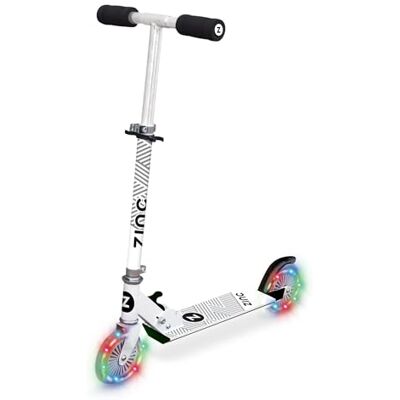 Zinc Two Wheeled Rider Kinderroller ab 3 Jahren – Faltbarer 2-Rad-Scooter mit LED-Rädern, leicht, höhenverstellbar, rutschfest, Hinterradbremse, weiche Griffe, Weiß Zinc Two Wheeled Rider Kinderroller ab 3 Jahren – Faltbarer 2-Rad-Scooter mit LED-Rädern, leicht, höhenverstellbar, rutschfest, Hinterradbremse, weiche Griffe, Weiß