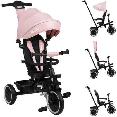 Lionelo Berry Multifunktionales Dreirad und Kinderwagen von 9 Monaten bis 5 Jahren bis zu 25 kg Große PU-Räder, Dreirad-Drehsitz 360° Montage ohne Werkzeug Lionelo Berry Multifunktionales Dreirad und Kinderwagen von 9 Monaten bis 5 Jahren bis zu 25 kg Große PU-Räder, Dreirad-Drehsitz 360° Montage ohne Werkzeug