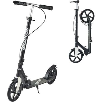 VEVOR Scooter (2 Räder) für Kinder ab 8 Jahren, Cityroller Kinderroller Straßenroller mit höhenverstellbarem Lenker & rutschfestem Deck & Handbremse, Tretroller bis zu 100 kg, Schwarz + Silber VEVOR Scooter (2 Räder) für Kinder ab 8 Jahren, Cityroller Kinderroller Straßenroller mit höhenverstellbarem Lenker & rutschfestem Deck & Handbremse, Tretroller bis zu 100 kg, Schwarz + Silber