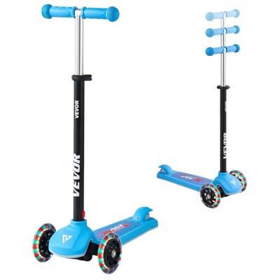 VEVOR Scooter (3 Räder) ab 3 Jahren, Cityroller Kinderroller mit leuchtenden Rädern & höhenverstellbarem Lenker & rutschfestem Deck & leichtem Aluminiumrahmen, Tretroller bis zu 75 kg, Blau VEVOR Scooter (3 Räder) ab 3 Jahren, Cityroller Kinderroller mit leuchtenden Rädern & höhenverstellbarem Lenker & rutschfestem Deck & leichtem Aluminiumrahmen, Tretroller bis zu 75 kg, Blau
