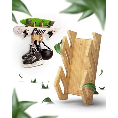 CRID Doppel Skateboard Wandhalterung aus Bambus Universal Halterung für 2 Skateboards, Longboard, Snowboard, Wakeboard, Balance-Board Inkl. gratis Montagekit Modernes Design Deutsche Marke CRID Doppel Skateboard Wandhalterung aus Bambus Universal Halterung für 2 Skateboards, Longboard, Snowboard, Wakeboard, Balance-Board Inkl. gratis Montagekit Modernes Design Deutsche Marke