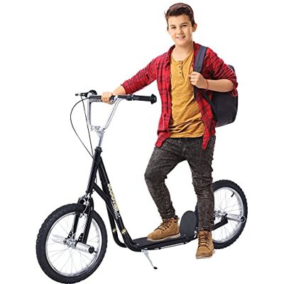HOMCOM Kinderroller Scooter Tretroller 16 Zoll ab 5 Jahre Stahl Schwarz HOMCOM Kinderroller Scooter Tretroller 16 Zoll ab 5 Jahre Stahl Schwarz