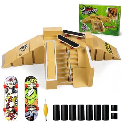 xolear Finger Skateboard Rampe Zubehor Set, 5-in-1 Finger Skateboard Park Fingerskateboards Set mit 2 Finger Skateboard und 5 Fingerboard Rampe, für Fingersportarten Spielzeug Sporttrainings Geschenk xolear Finger Skateboard Rampe Zubehor Set, 5-in-1 Finger Skateboard Park Fingerskateboards Set mit 2 Finger Skateboard und 5 Fingerboard Rampe, für Fingersportarten Spielzeug Sporttrainings Geschenk