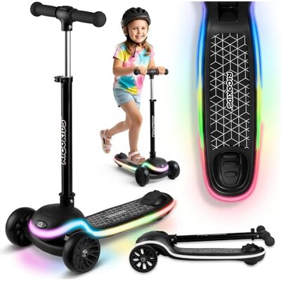 Ricokids Roller Kinder 3 Jahre Dreirad Kinderroller Klappbarer Scooter mit LED Leuchtdeck 20 Lichtmodi 3-stufige Höhenverstellung Leddi Schwarz Ricokids Roller Kinder 3 Jahre Dreirad Kinderroller Klappbarer Scooter mit LED Leuchtdeck 20 Lichtmodi 3-stufige Höhenverstellung Leddi Schwarz