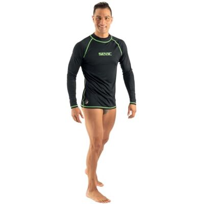 SEAC Jungen Mann (Homem) Man Rashguard zum Schwimmen, Surfen, Tauchen, UV-Schutz, Schwarz/Grün, Medium, M SEAC Jungen Mann (Homem) Man Rashguard zum Schwimmen, Surfen, Tauchen, UV-Schutz, Schwarz/Grün, Medium, M