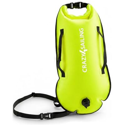 crazy4sailing Schwimmboje Dry Bag, wasserdichter Trockensack & aufblasbare Schwimmhilfe, 36 x 72 cm, Neongrün, mit 2 Luftkammern, Rollverschluss, für Open Water, Triathlon, SUP crazy4sailing Schwimmboje Dry Bag, wasserdichter Trockensack & aufblasbare Schwimmhilfe, 36 x 72 cm, Neongrün, mit 2 Luftkammern, Rollverschluss, für Open Water, Triathlon, SUP