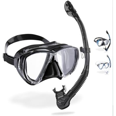 CRESSI Big Eyes+Alpha Ultra Dry Combo Black/Black Combo Set Maske + Schnorchel UD zum Tauchen und Schnorcheln, Schwarz/Schwarz, Einheitsgröße, Erwachsene CRESSI Big Eyes+Alpha Ultra Dry Combo Black/Black Combo Set Maske + Schnorchel UD zum Tauchen und Schnorcheln, Schwarz/Schwarz, Einheitsgröße, Erwachsene