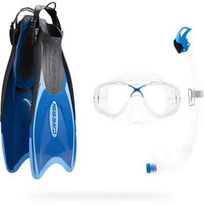 CRESSI seit 1946 Palau Marea Dry Bag Schnorchelset für Erwachsene das beinhaltet Palau Verstellbaren Flossen, Marea Maske, Schnorchel Seal Dry und Tragetasche Blau/Hellblau M/L_EU 41/44 CRESSI seit 1946 Palau Marea Dry Bag Schnorchelset für Erwachsene das beinhaltet Palau Verstellbaren Flossen, Marea Maske, Schnorchel Seal Dry und Tragetasche Blau/Hellblau M/L_EU 41/44