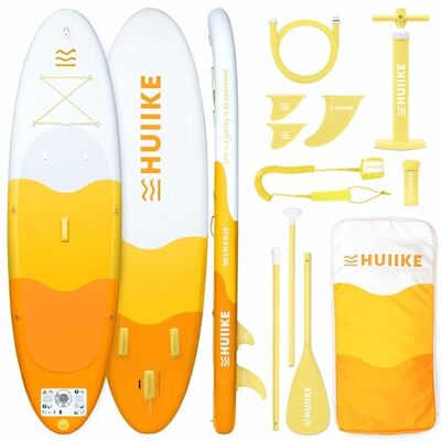 HUIIKE Stand Up Paddling Board mit Zubehör, Paddel, Finnen, Pumpe. Paddle Sup Board Aufblasbar Hohe Stabilität und Widerstandsfähigkeit. 305 x 84 x 15 cm, Belastbar bis 130 kg HUIIKE Stand Up Paddling Board mit Zubehör, Paddel, Finnen, Pumpe. Paddle Sup Board Aufblasbar Hohe Stabilität und Widerstandsfähigkeit. 305 x 84 x 15 cm, Belastbar bis 130 kg