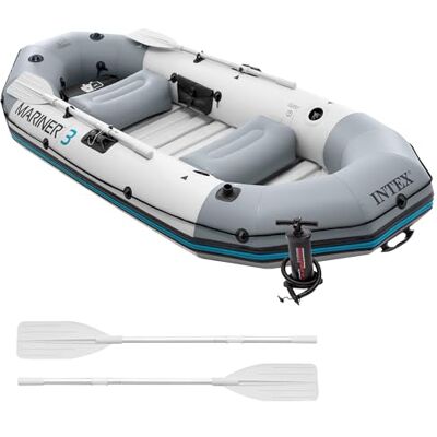 Intex Mariner 3 Inflatable Dinghy 3 Man Boat with Aluminium Oars and Pump Intex Mariner 3 Inflatable Dinghy 3 Man Boat with Aluminium Oars and Pump