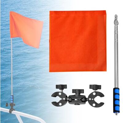 HWIMARINE Bootssicherheit Flagge mit 78" verstellbarem Stab, Wasserski Flagge für Ponton, Segeln, Kajak & Jet Ski Orange hohe Sichtbarkeit Marine Warnflagge für Bootssicherheit HWIMARINE Bootssicherheit Flagge mit 78" verstellbarem Stab, Wasserski Flagge für Ponton, Segeln, Kajak & Jet Ski Orange hohe Sichtbarkeit Marine Warnflagge für Bootssicherheit