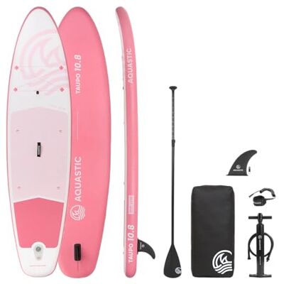 AQUASTIC Taupo SUP Board 10'8" Allround – aufblasbares Stand Up Paddle Board mit Paddel, Pumpe & Rucksack (Rosa) AQUASTIC Taupo SUP Board 10'8" Allround – aufblasbares Stand Up Paddle Board mit Paddel, Pumpe & Rucksack (Rosa)