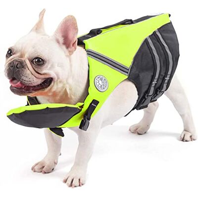 Petglad Schwimmweste Französische Bulldogge mit Kinnschwimmer zum Schwimmen Verstellbare Kopfstütze, Nackenstütze, Rettungsgriff, Schwimmweste mit großem Auftrieb, Bulldoggen-Schwimmweste für Petglad Schwimmweste Französische Bulldogge mit Kinnschwimmer zum Schwimmen Verstellbare Kopfstütze, Nackenstütze, Rettungsgriff, Schwimmweste mit großem Auftrieb, Bulldoggen-Schwimmweste für